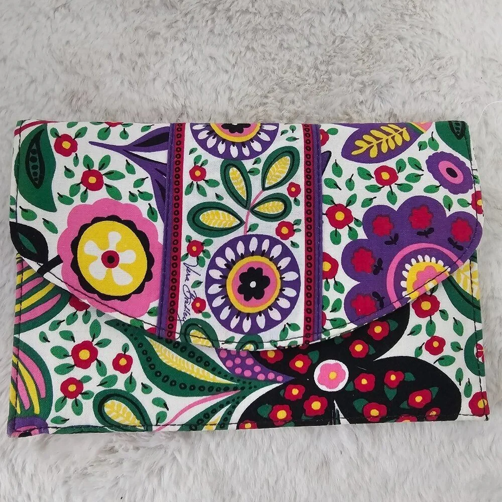 Vera Bradley Viva La Vera Wallet Purple Green Floral Envelope NWOT